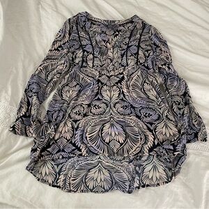 A Pea in the Pod XS Paisley Long Sleeve Top Blue White